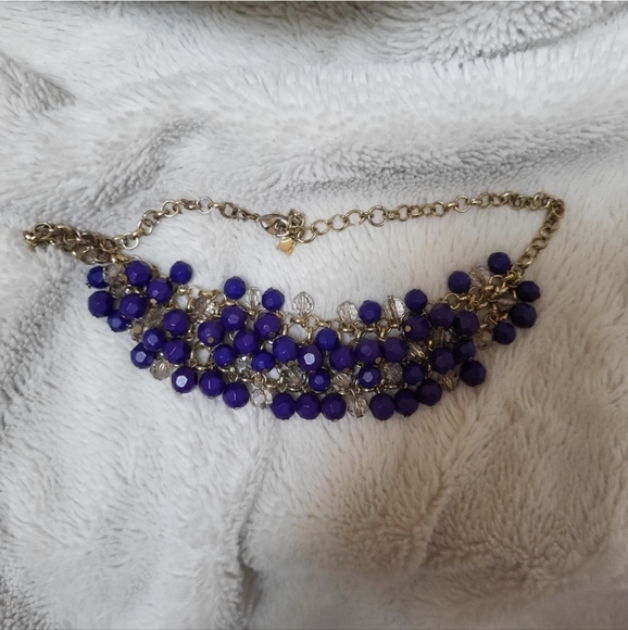 Banana Republic Blue and Clear Beaded Necklace! - Picture 2 of 8